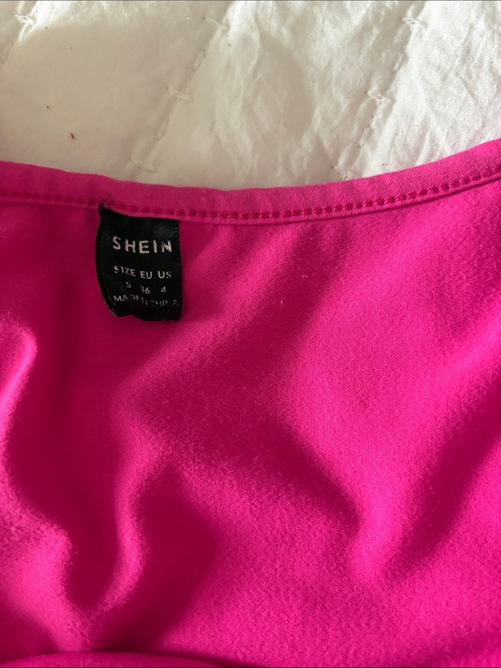 SHEIN Hot Pink Ruched Side Crop Top - Picture 2 of 2